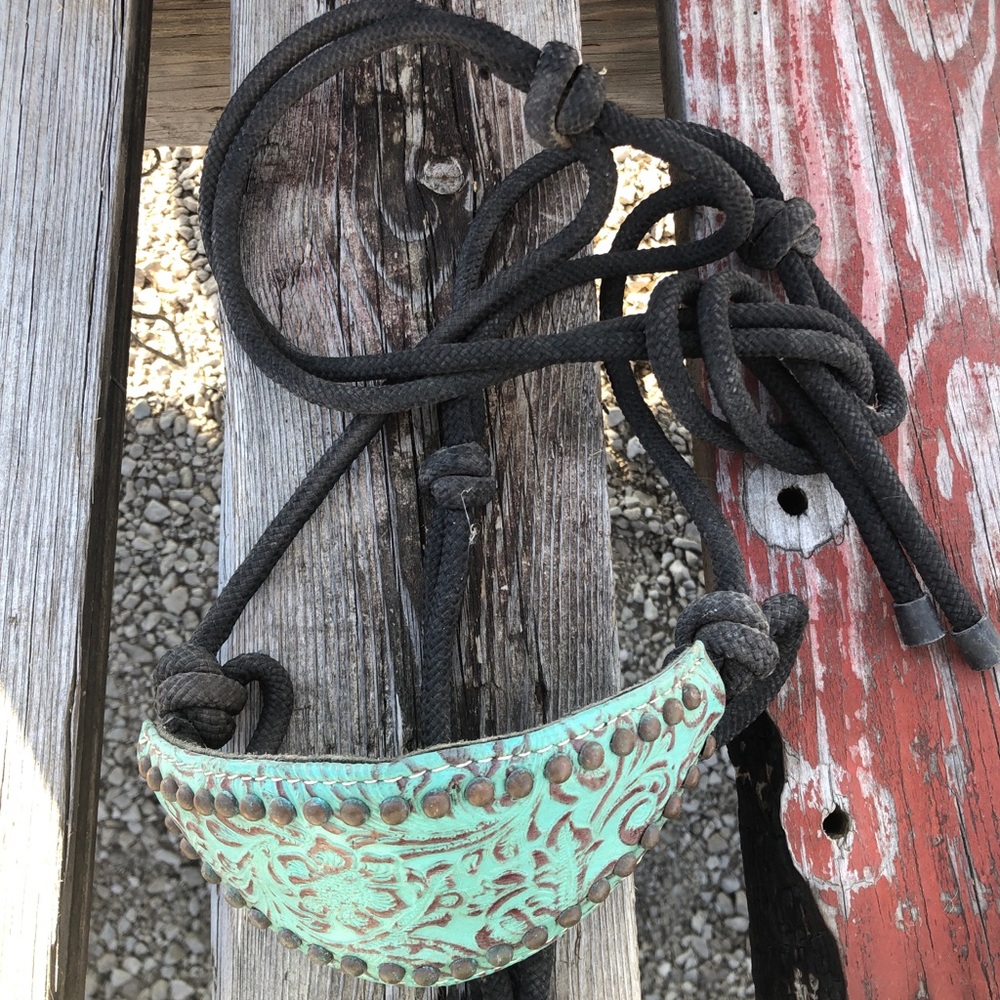 Western rope halter with bronc band